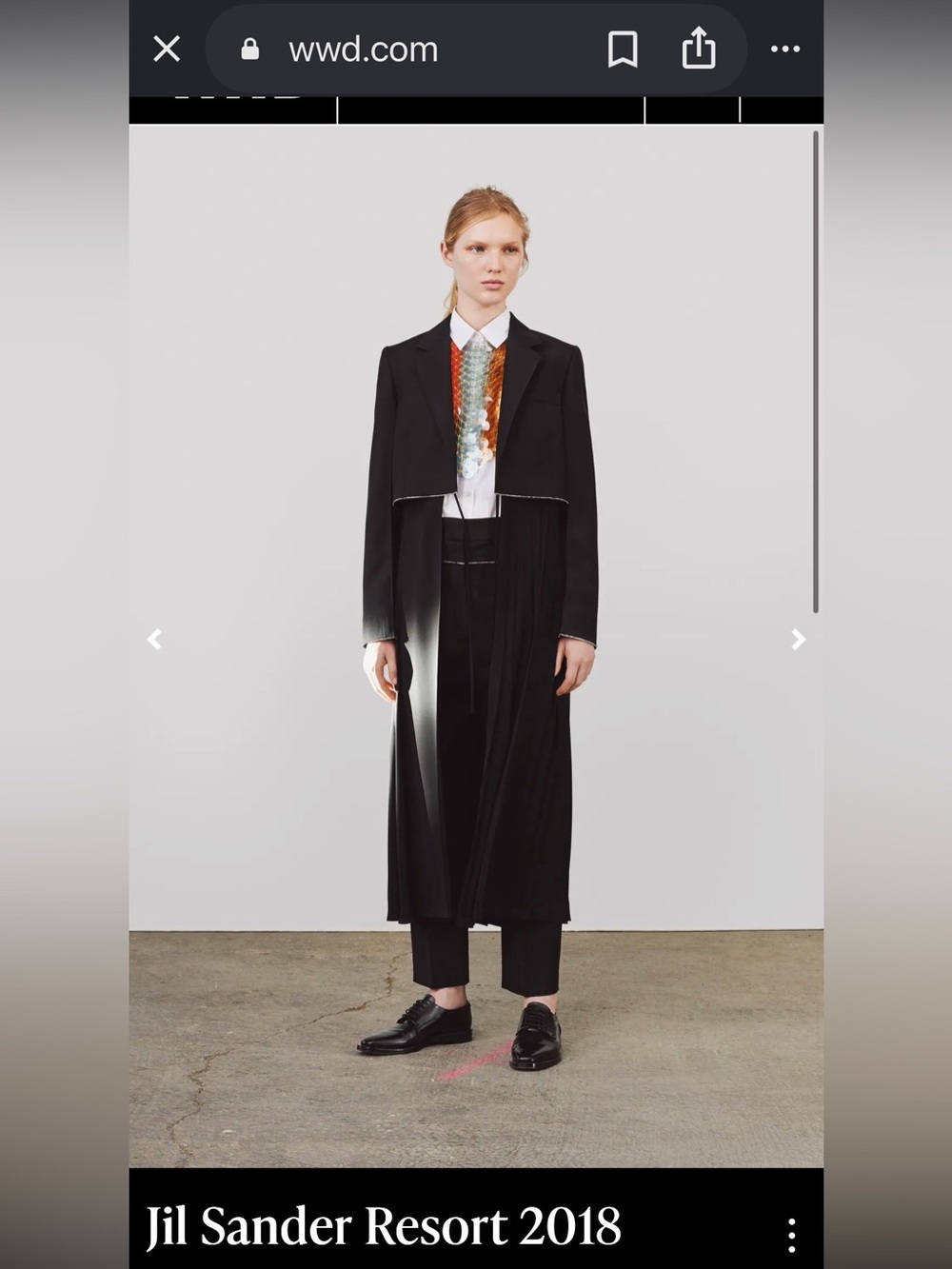 Jil Sander Resort 2018 Black Wool Pleated Trench Coat Slim Fit size 34 NWT